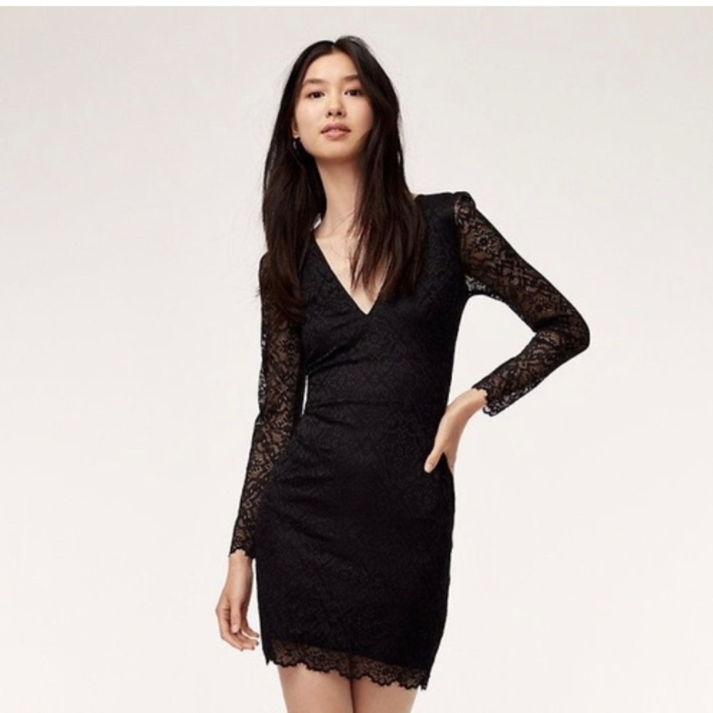 Wilfred Black Lace Dress long sleeve